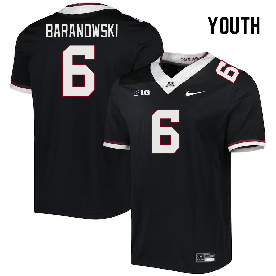 Youth #6 Maverick Baranowski Minnesota Golden Gophers College Football Jerseys Stitched-Black